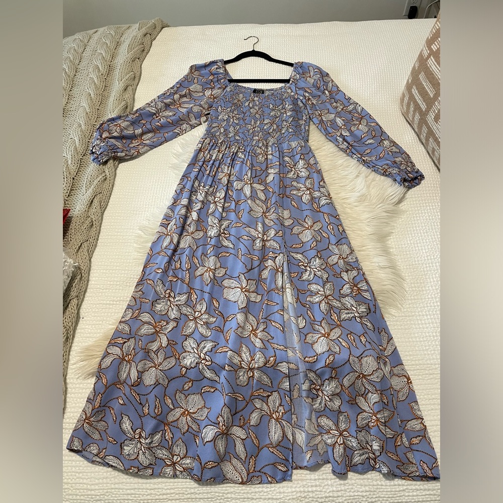Jessica Simpson Smocked Spenser Floral Midi dress Size S